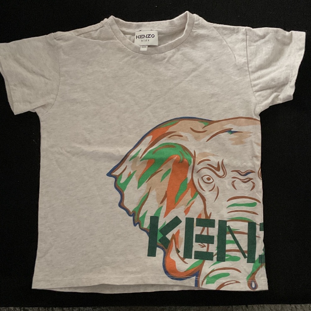 Kenzo Kids T-Shirt with Elephant Design - Cream and Green